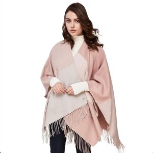 SOIA & KYO woven knit fringed shall cape